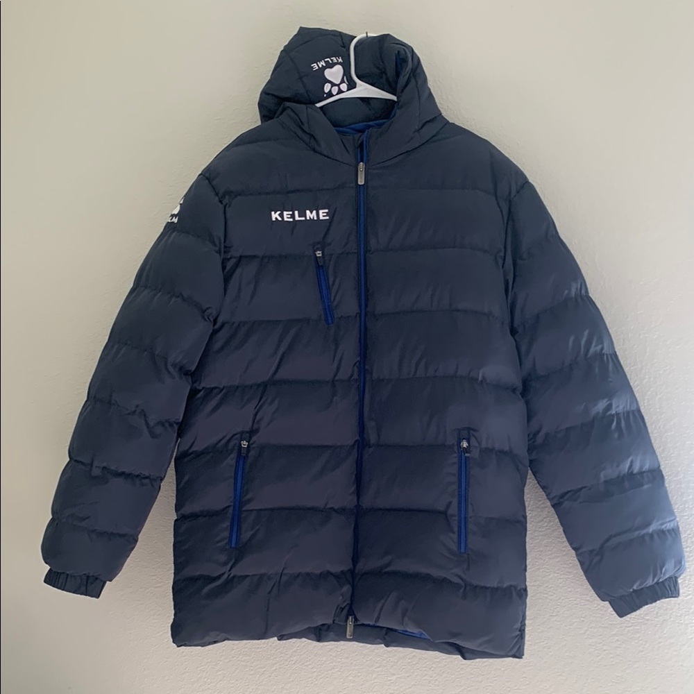 Kelme Dark Blue Hooded Puffer/ ski Jacket